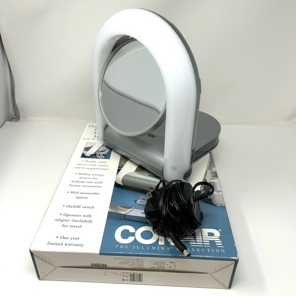 CONAIR double sided 5X/1X light up make up mirror - vintage, NWOT - Picture 3 of 14